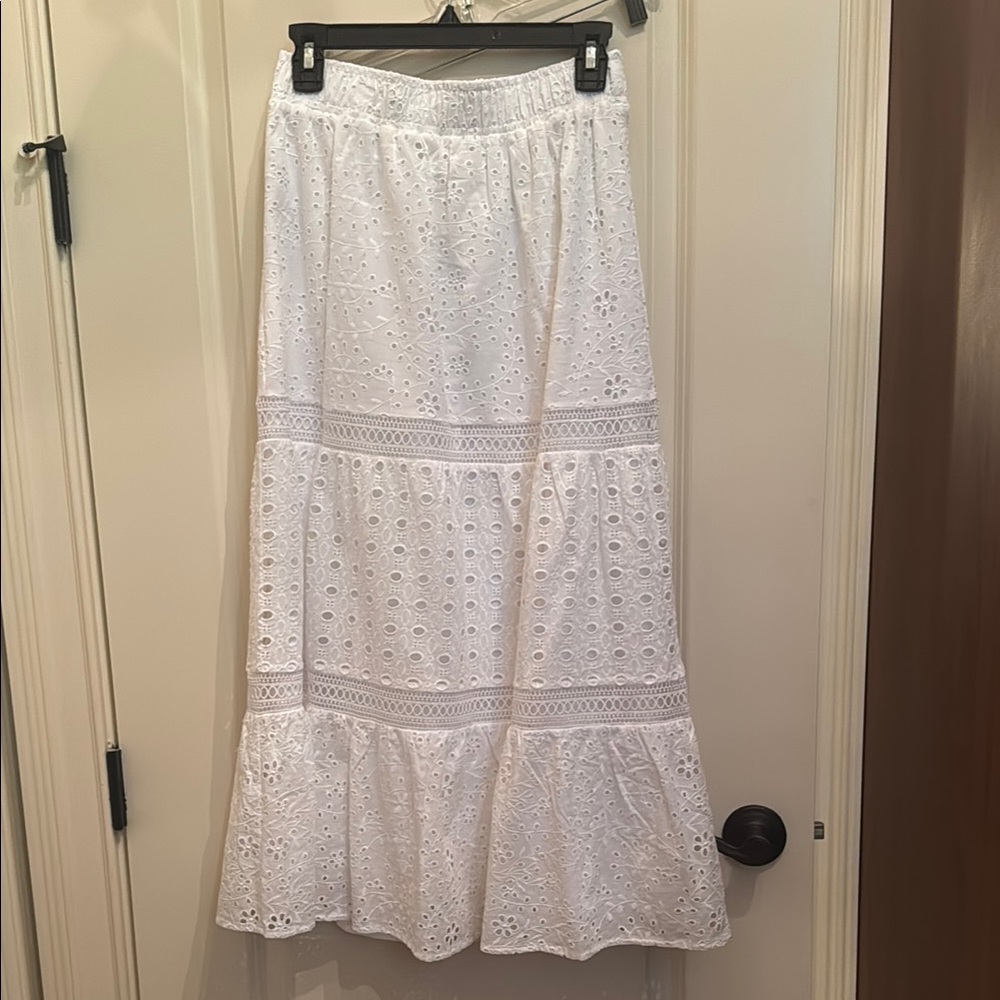 White Eyelet Maxi Skirt